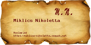 Miklics Nikoletta névjegykártya